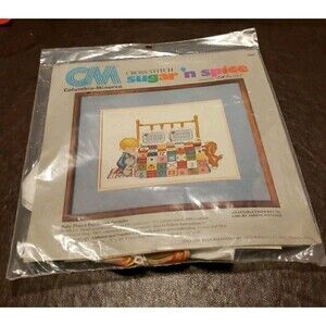 Baby Prayer Patchwork Sampler Vintage Stamped Cross Stitch Kit 11x14 Nursery